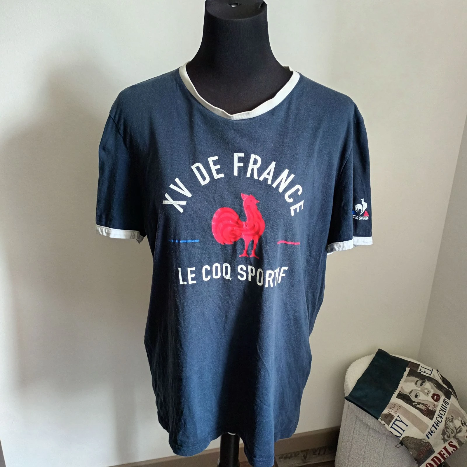 T-shirt XV de France Le Coq Sportif Taille L craquelures logo coq